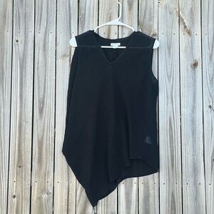 Helmut Lang top asymmetrical sheer black sleeveless crinkled medium top minimal